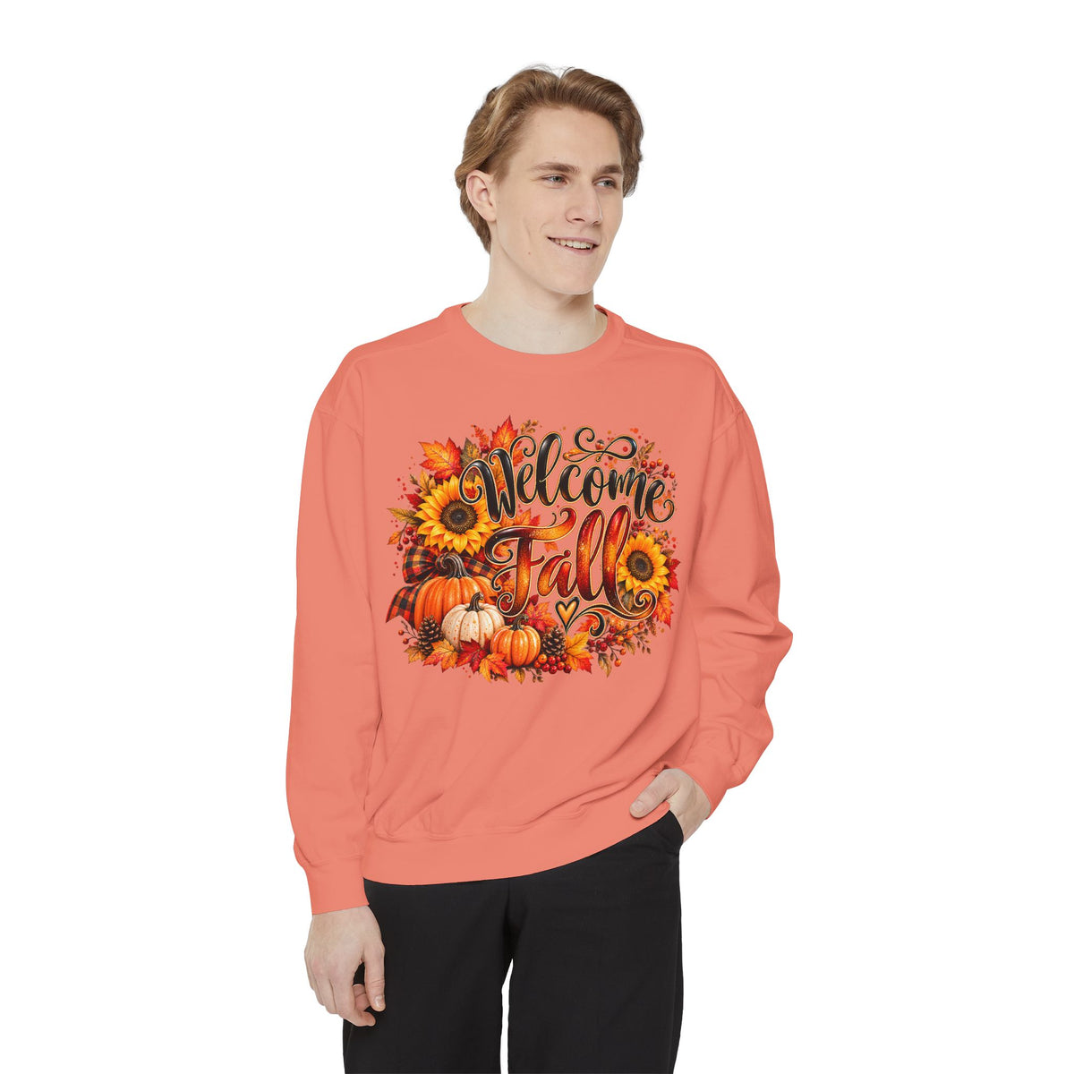 Welcome Fall Sweatshirt - Autumn Pumpkin & Sunflower Crewneck