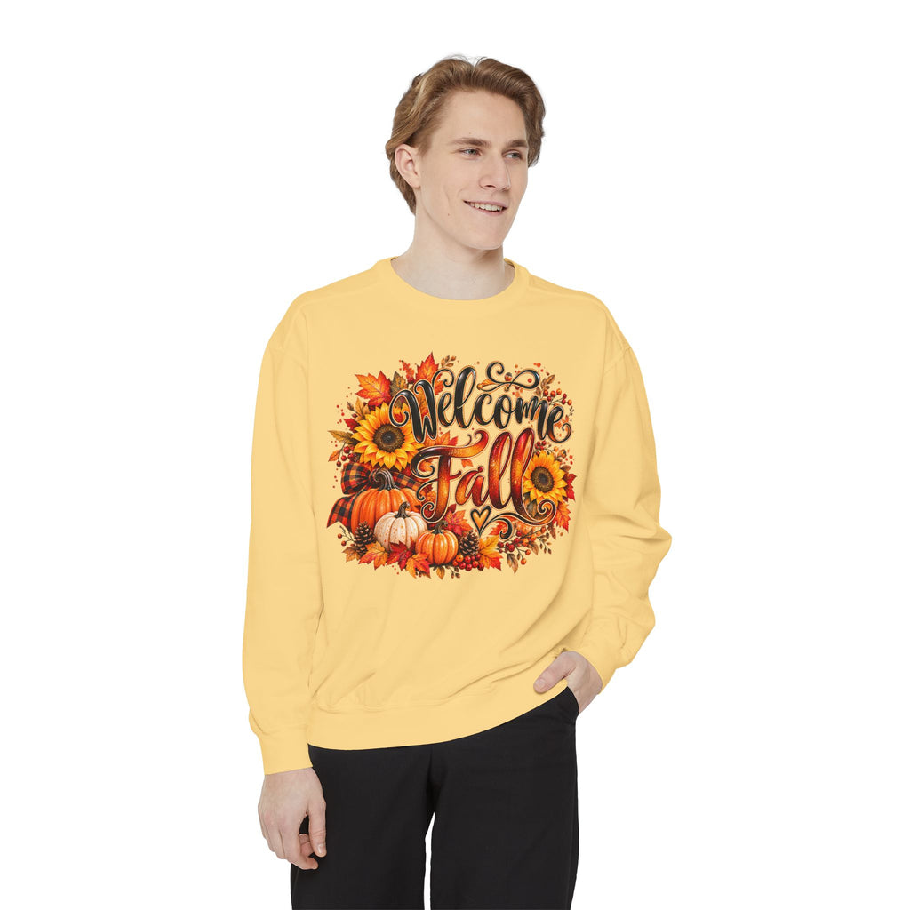 Welcome Fall Sweatshirt - Autumn Pumpkin & Sunflower Crewneck