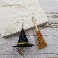 Halloween | I Am A Witch| Witch Hat Broom Earring