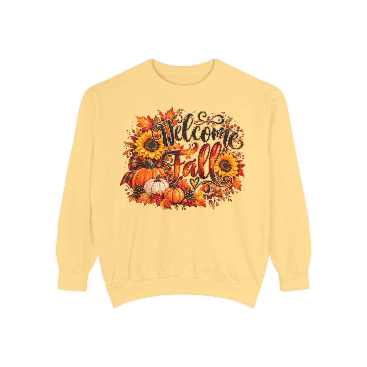 Welcome Fall Sweatshirt - Autumn Pumpkin & Sunflower Crewneck