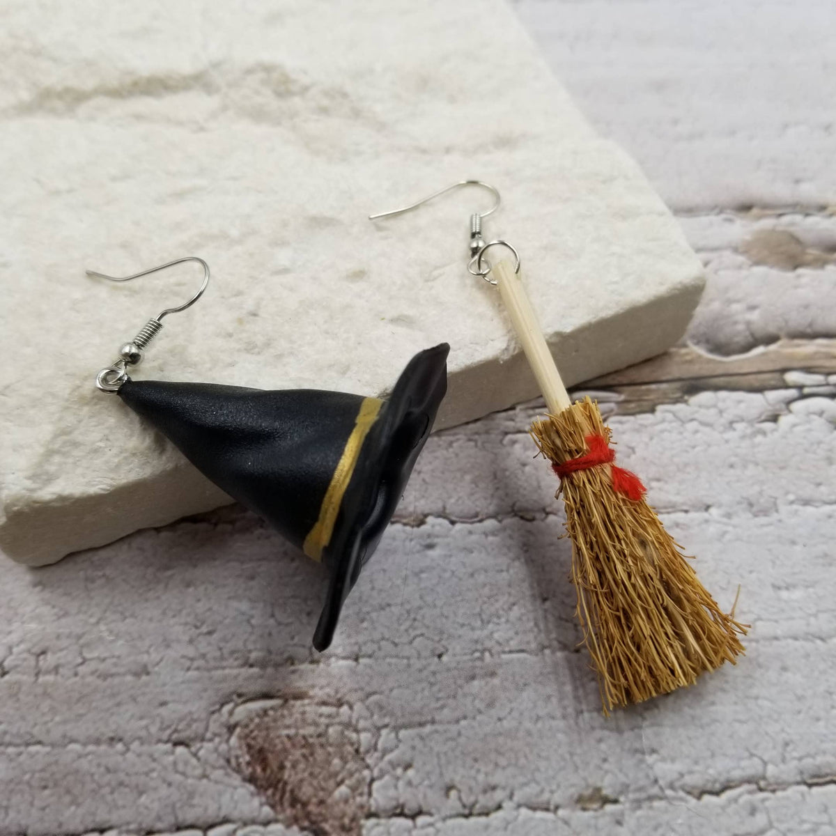 Halloween | I Am A Witch| Witch Hat Broom Earring